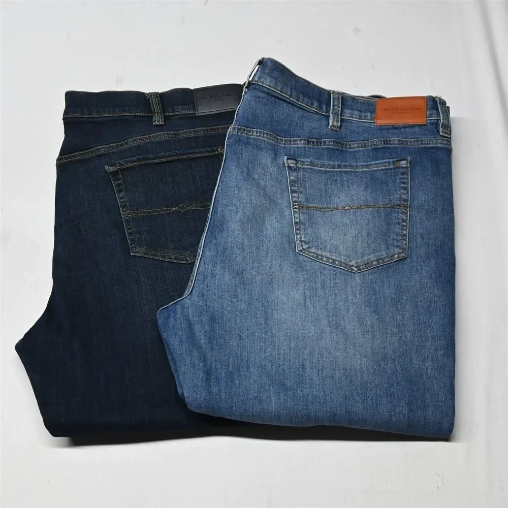 Lot 2 Lucky Brand 50x30 Athletic Tapered Light Dark Rinse Stretch Denim Jeans